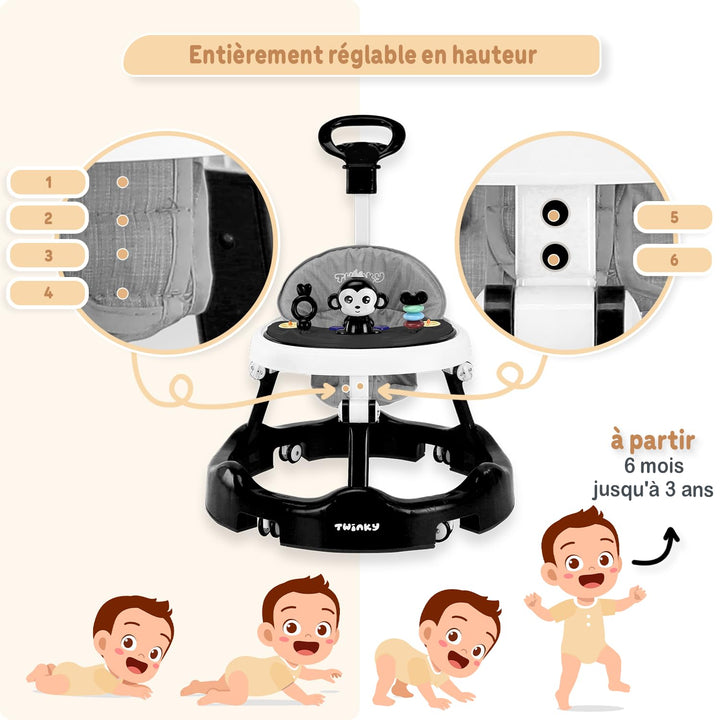 Twinky Lauflernhilfe mit Spielset und Bodenmatte | Robuste Laufhilfe mit 4 verstellbaren Positionen