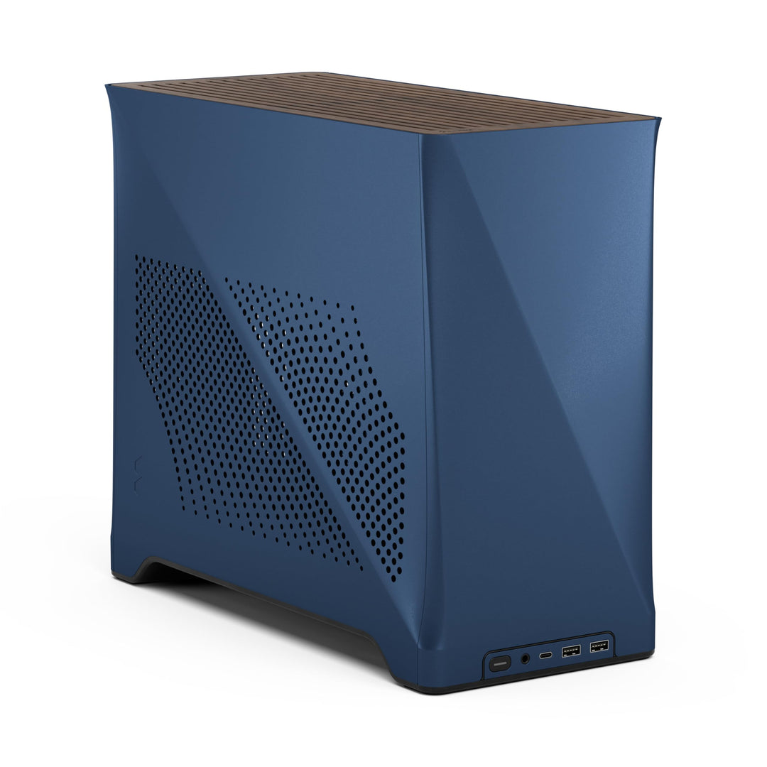 Fractal Design Era 2 ITX PC Case in Midnight Blue – Sleek Anodized Aluminum, Solid Walnut Top, Suppo