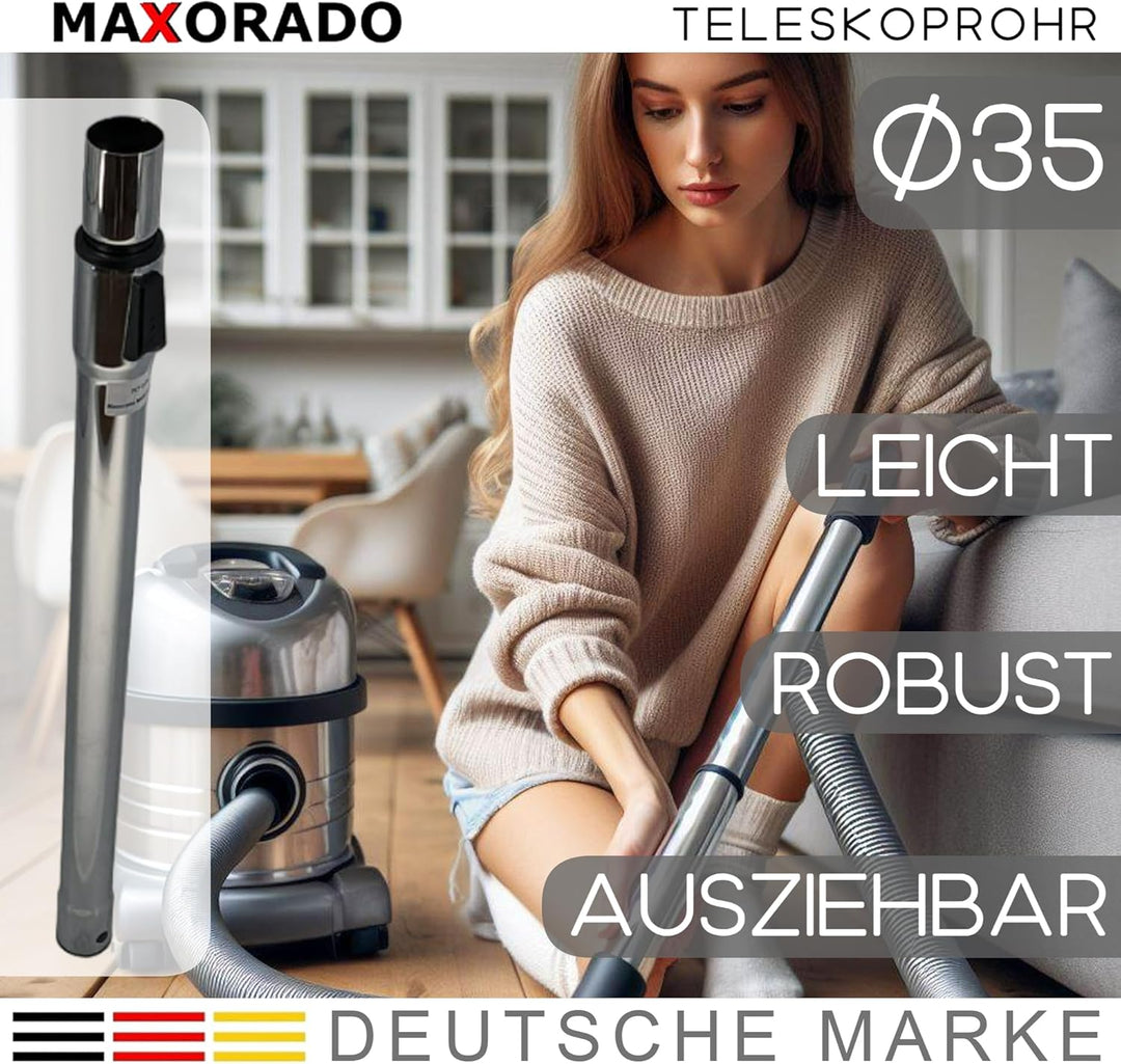 Teleskoprohr Verlängerungsrohr kompatibel mit Ersatzteil für Bosch Siemens Staubsauger Rohr Staubsau