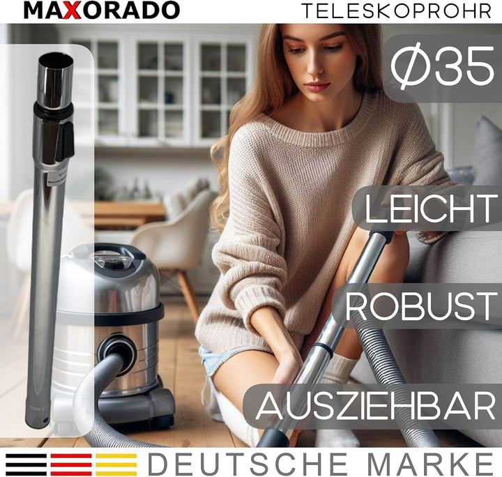 Teleskoprohr Verlängerungsrohr Ausziehbar kompatibel mit Ersatzteil für Bosch Siemens Staubsauger Ro