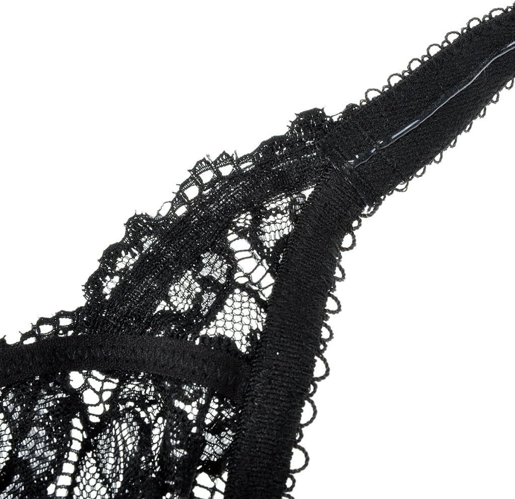 DELIMIRA Damen Minimizer BH ohne Einlagen mit Spitze mit Bügel Grosse Grössen 75C Schwarz, 75C Schwa