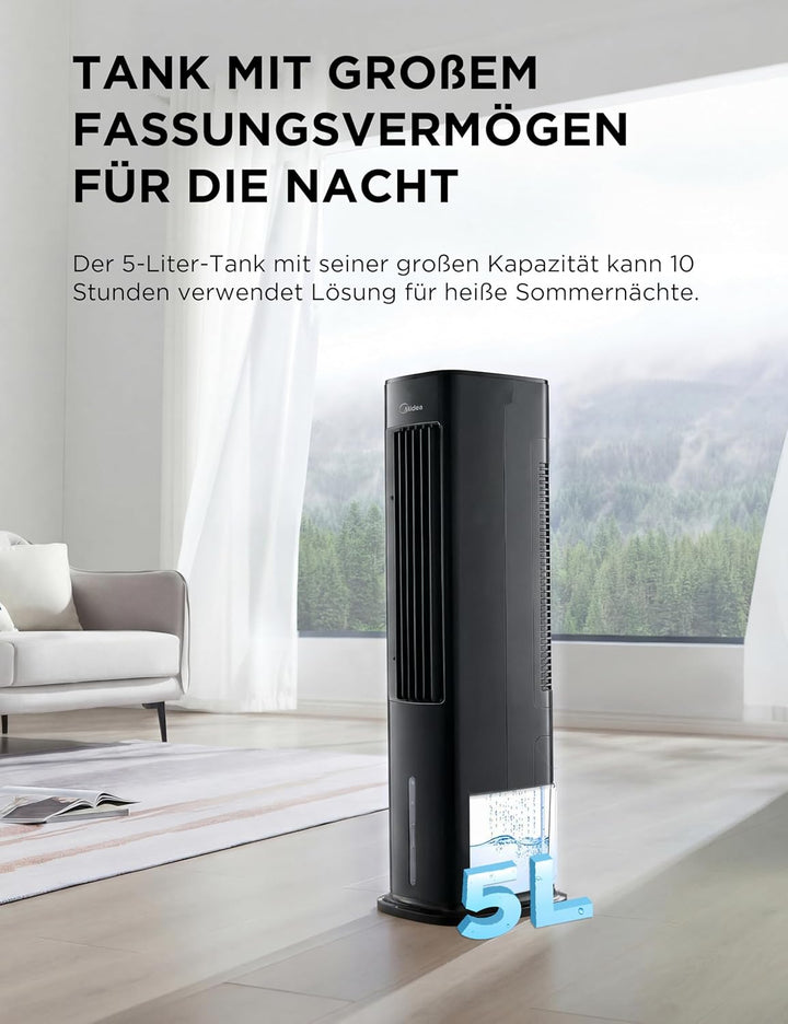 Midea Silent Air Cooler Pro 4-in-1 Mobile Klimaanlage Leiser:Luftkühler,Turmgebläse,Luftbefeuchter u