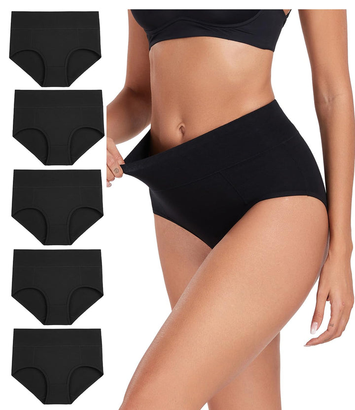 wirarpa Unterhosen Damen Baumwolle Unterwäsche Frauen Taillenslip Hohe Taille Slip 5er Pack S Dunkel