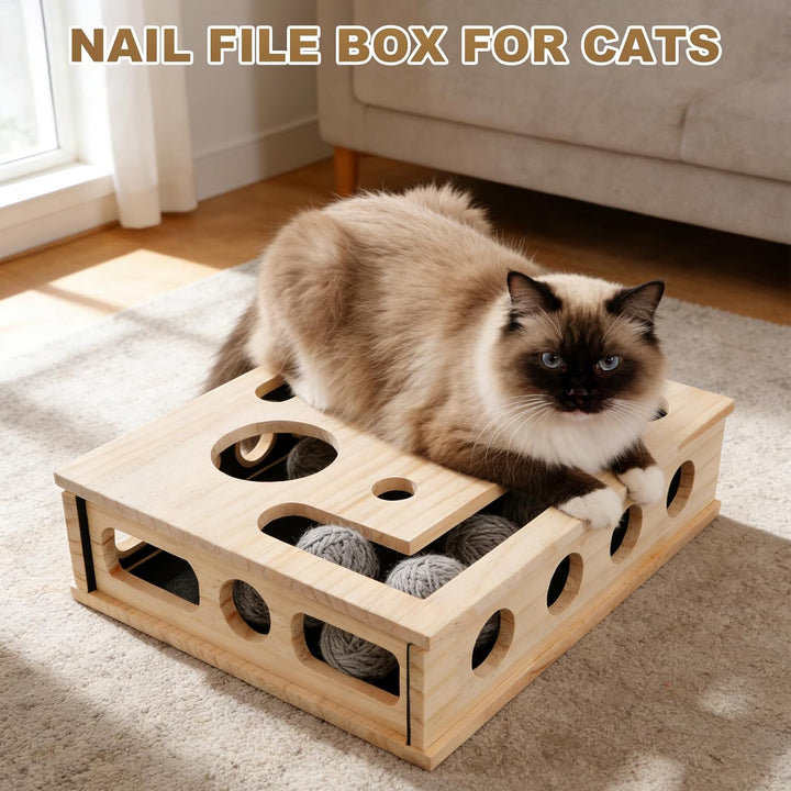 Anreicherungsbox Kratzpuzzles Katzen, Holz Katzenpuzzle Anreicherungsbox mit Kratzer Interaktive Kat