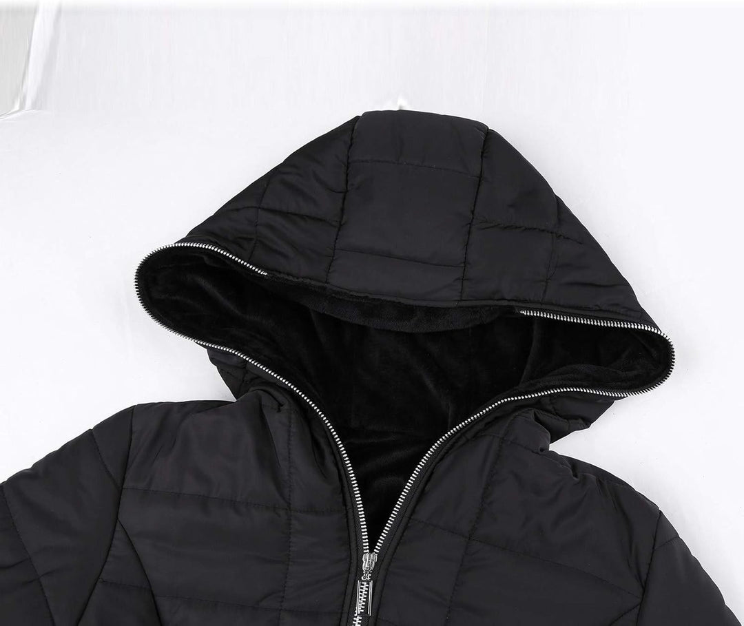 Awrvia Steppjacke Damen Winter Warmer Winterjacke Lang Baumwolle Pufferjacke mit Kapuze Wintermantel