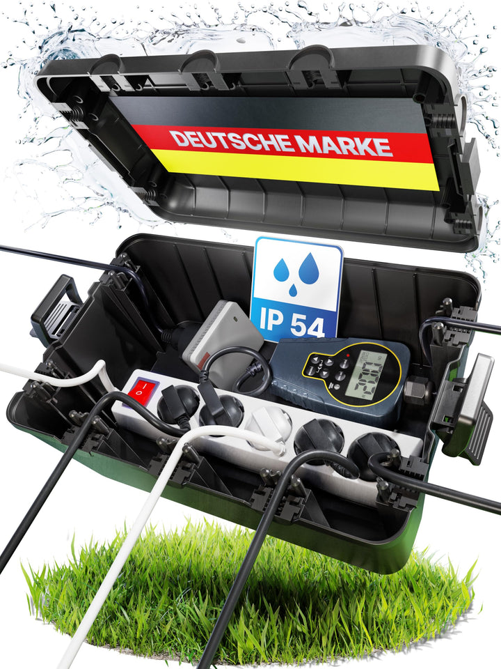 Kabelbox wasserdicht IP54 [Das Original] Safe Box - Sicherheitsbox - Outdoor Box wasserdicht - Steck