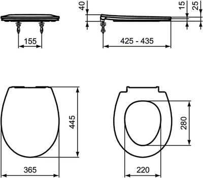 Ideal Standard Original WC-Sitz für handelsübliche Toiletten mit Absenkautomatik – Universal Design