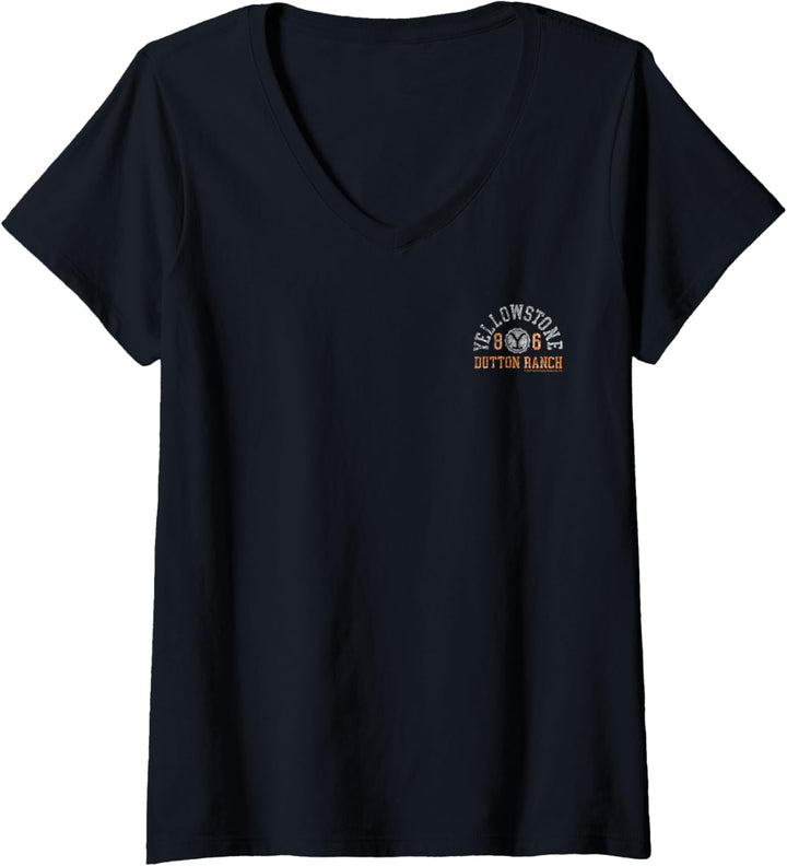 Yellowstone Dutton Ranch Protect The Family Front & Back T-Shirt mit V-Ausschnitt
