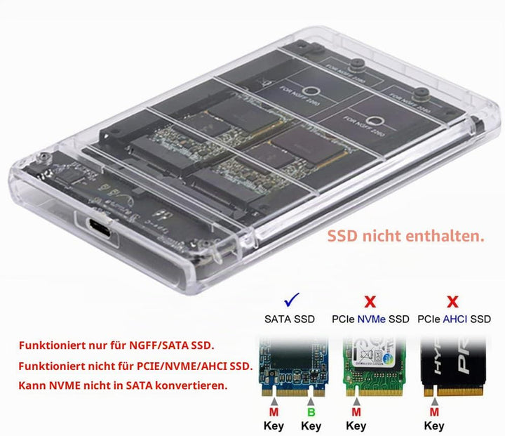 NFHK Dual NGFF B+M-Key M.2 SSD Karte JOBD Raid0 Span Bridge zu USB3.0 Typ-C USB-C 2.5Zoll SATA Combo