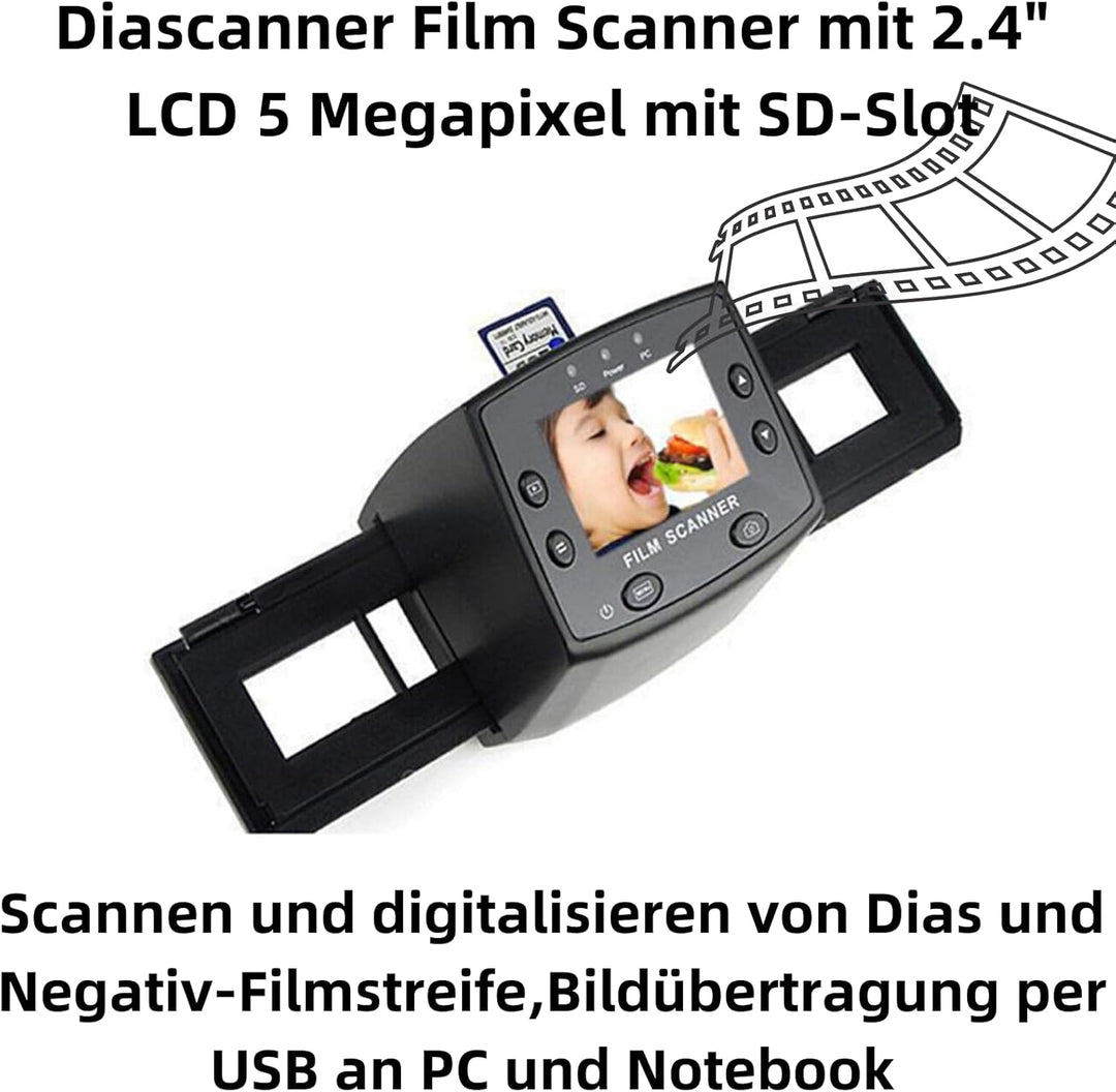 A27D Film- und Diascanner – 5MP Negativ- und Diascanner mit 2,4" LCD, Digitalisieren von Fotos zu JP