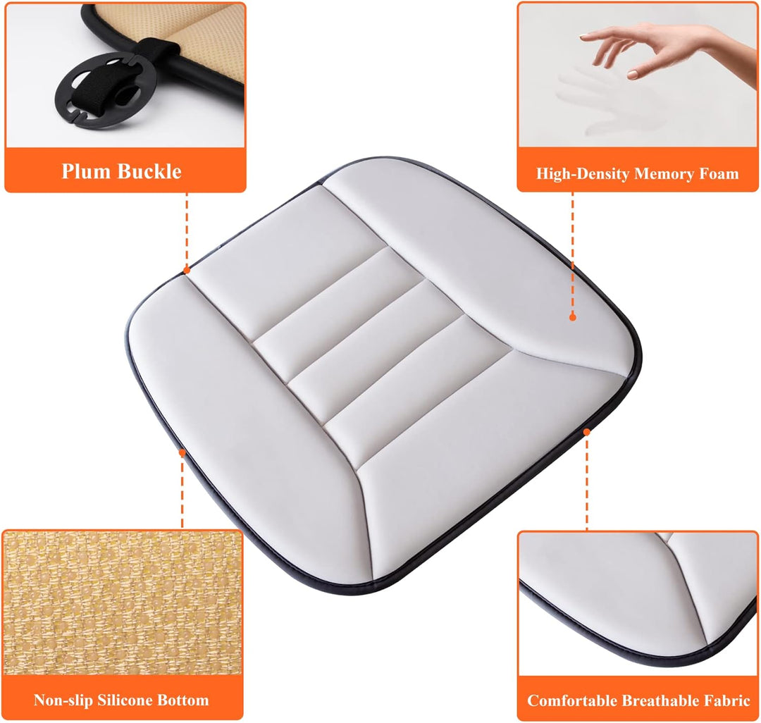 kingphenix Auto Sitzkissen mit 3,0 cm Komfort Memory Foam Sitzkissen für Auto und Bürostuhl - Hellgr