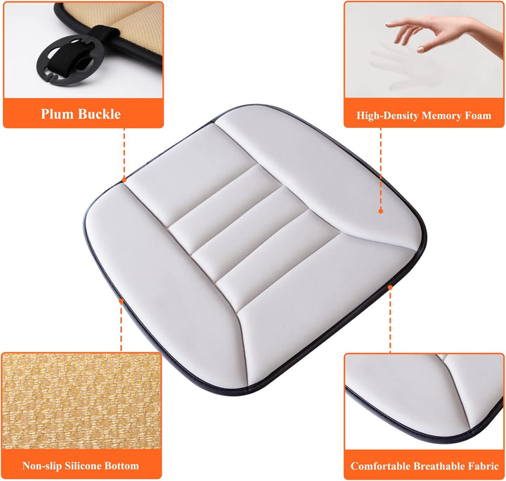 kingphenix Auto Sitzkissen mit 3,0 cm Komfort Memory Foam Sitzkissen für Auto und Bürostuhl - Hellgr