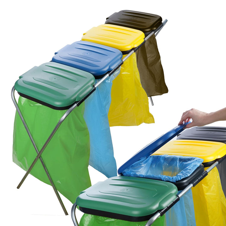Müllsackständer 128x36x74 cm Müllsackständer stabil 4 Ständer Müllsäcke 120L Buntes Müllsackhalter m