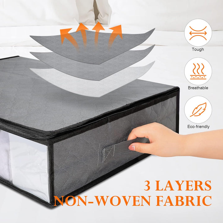 AiQInu Unterbett Aufbewahrungsbox,4 Stück Unterbettkommode mit Sichtfenster und 4 Haltegriffen 60x 4