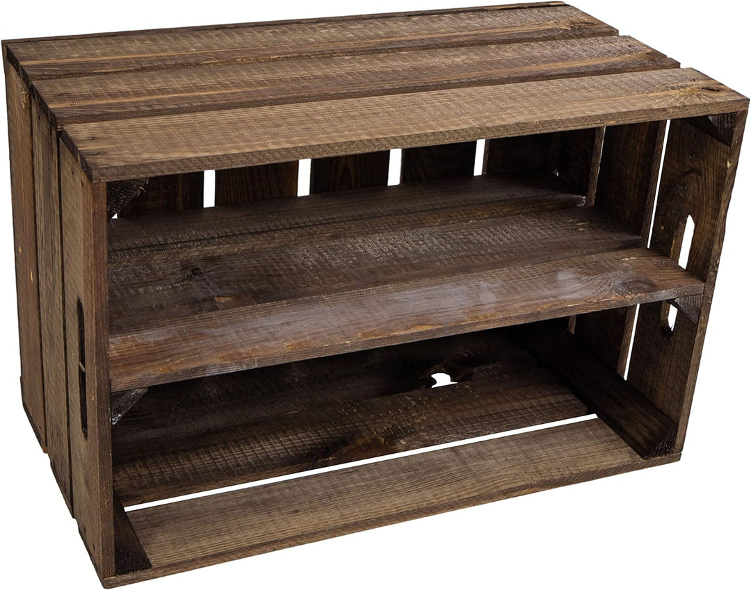 Kistenkolli Altes Land 3er Set schöne Obstkiste Elfirede mit Mittelbrett, ca 54x35x30 cm (LxBxH) Dun