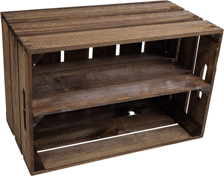 Kistenkolli Altes Land 3er Set schöne Obstkiste Elfirede mit Mittelbrett, ca 54x35x30 cm (LxBxH) Dun