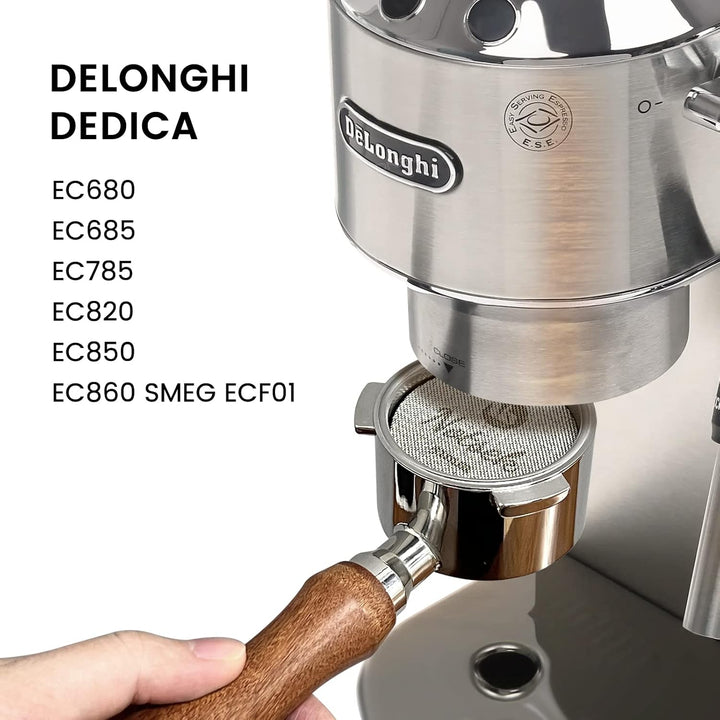 Bodenloser Siebträger 51mm mit Espresso Puck Screen, Siebträger 51mm kompatibel DeLonghi Dedica EC68