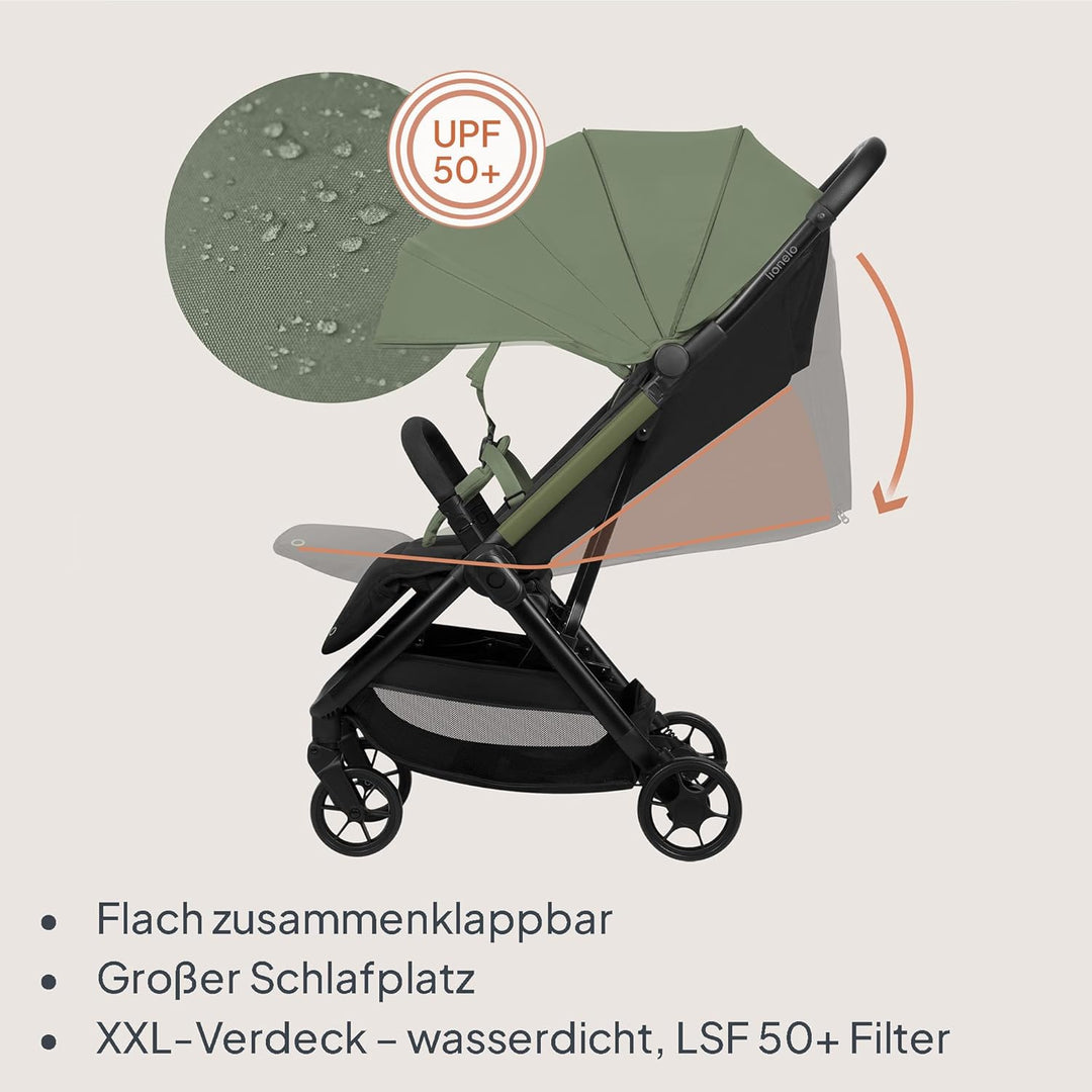 Lionelo Julie Air Buggy bis zu 22 kg von 6 m bis 4 Jahre Für Flugzeug Schwenkräder 360° Federung Ein