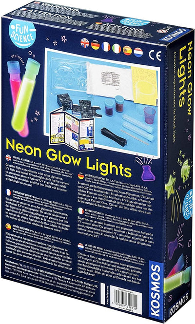 KOSMOS 616830 Fun Science Glow Lights, Neon-Leuchten, Kreative Experimente im Schwarzlicht, Experime