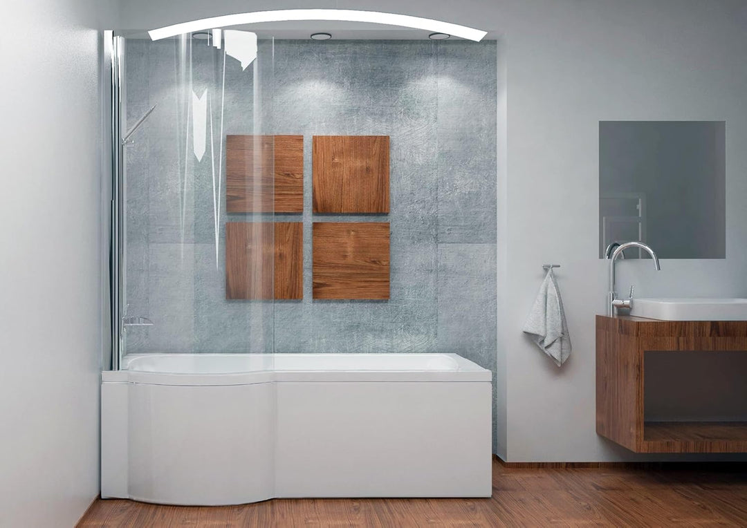 ECOLAM Duschbadewanne Inspiro 170x70 cm + Schürze LINKS I Set Badewanne + Badewannenabtrennung I Dus