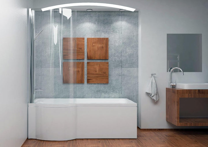 ECOLAM Duschbadewanne Inspiro 170x70 cm + Schürze LINKS I Set Badewanne + Badewannenabtrennung I Dus