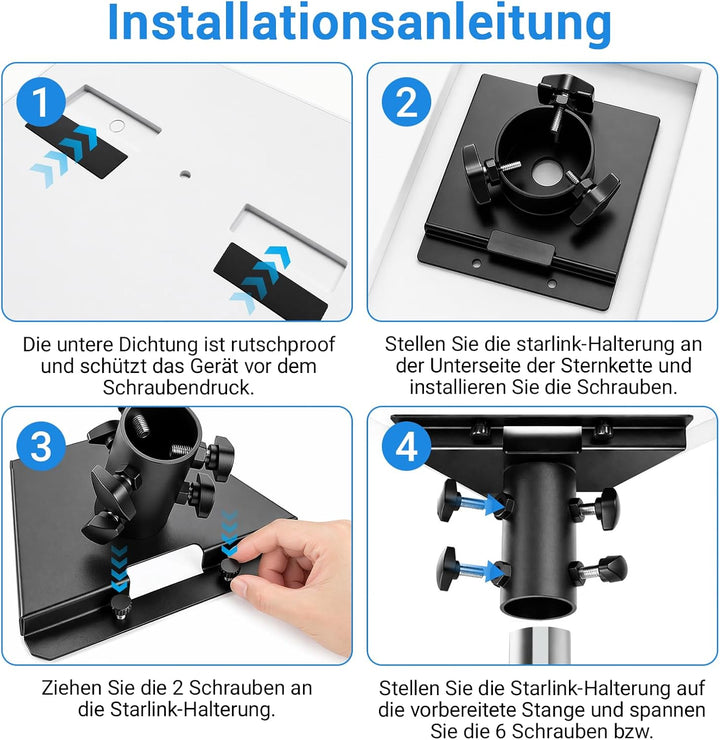 Starlink Halterung kompatibel mit Gen 3 – Rohradapter 28–54 mm Aluminium Mastverlängerung, Starlink