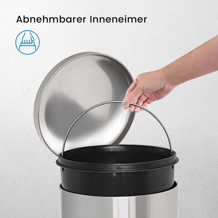 Mülleimer,30L Tretmülleimer mit Softclose-Deckel,30 Liter Abfalleimer mit Fusspedal,Rund Mülleimer m