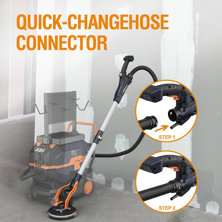 MAXXT Brushless Trockenbauschleifer, 600-1200 U/min,LED-Licht， 550W, 215mm Pad, 360° LED-Licht &amp; Gan