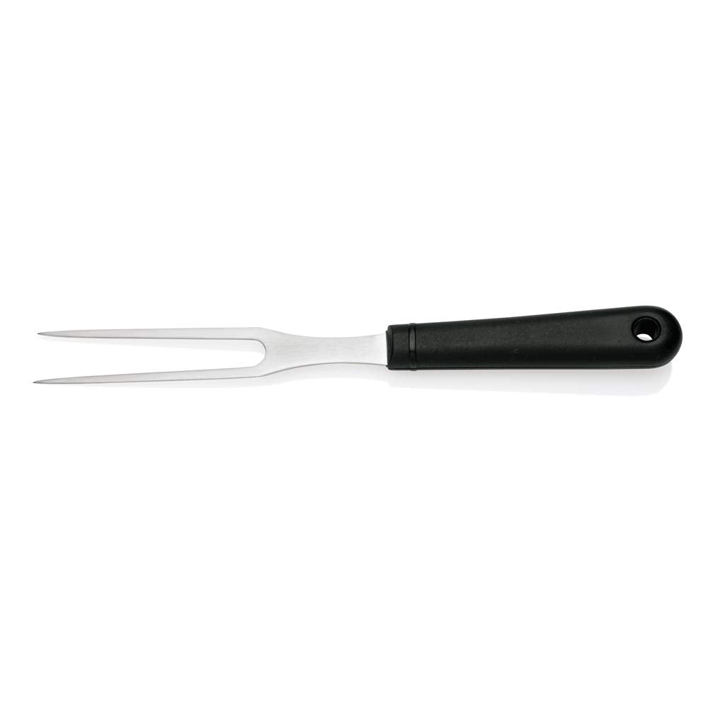 WAS 7062 270 Edelstahl Fleischgabel mit Schwarzem Kunststoffgrifff und Aufhängeöse, 11cm Zinken, 27c