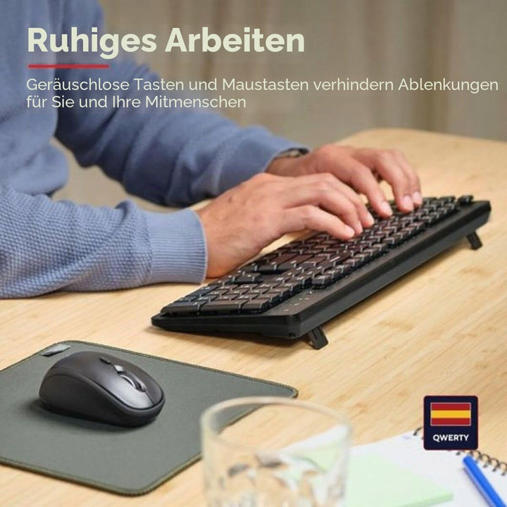 Trust Ymo II Spanisches QWERTY-Layout Tastatur und Maus Set Kabellos Tastatur und Maus Negro, Tastat