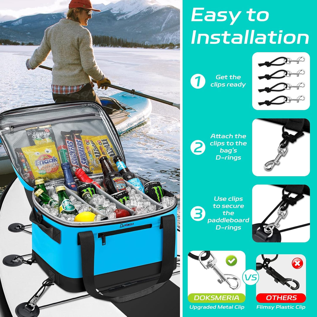 Paddle Board Cooler Wasserdicht, Super Capacity SUP Paddleboard Deck Cooler mit Schultergurt & 6 ela
