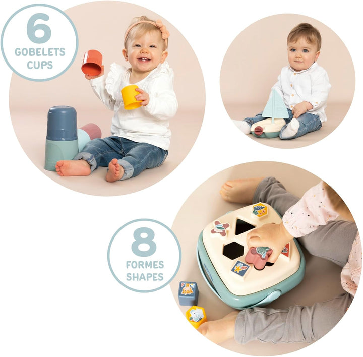 Smoby Little Motorikspielzeug-Set 3-teilig: Magic-Tower, Formsteckspiel-Korb, Badespielzeug Segelboo