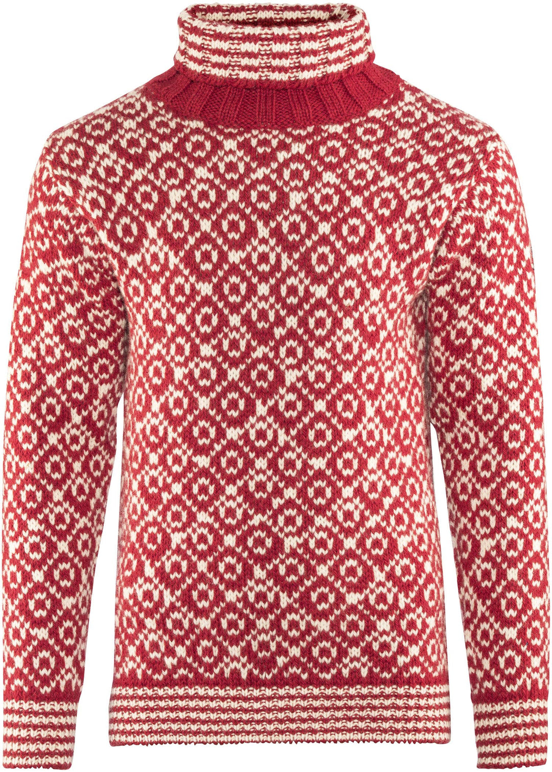 Devold Originals Svalbard Sweater High Neck Rot, Merino Freizeitpullover, Grösse XS - Farbe Hindberr