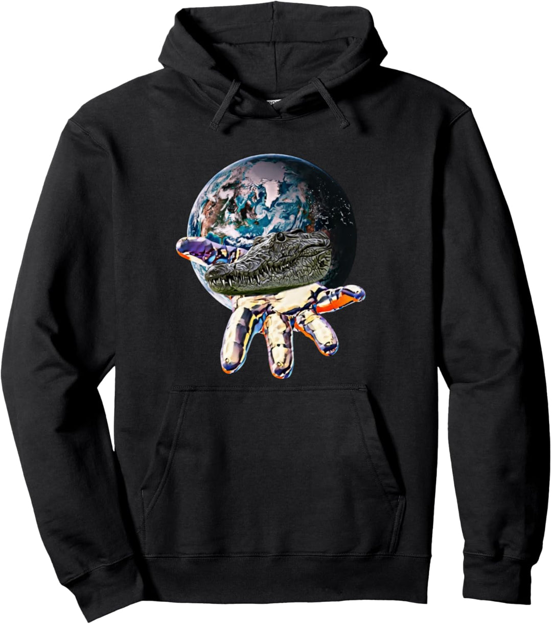 Krokodil Motiv Alligator Reptilien Echse Raubtiere Krokodile Pullover Hoodie