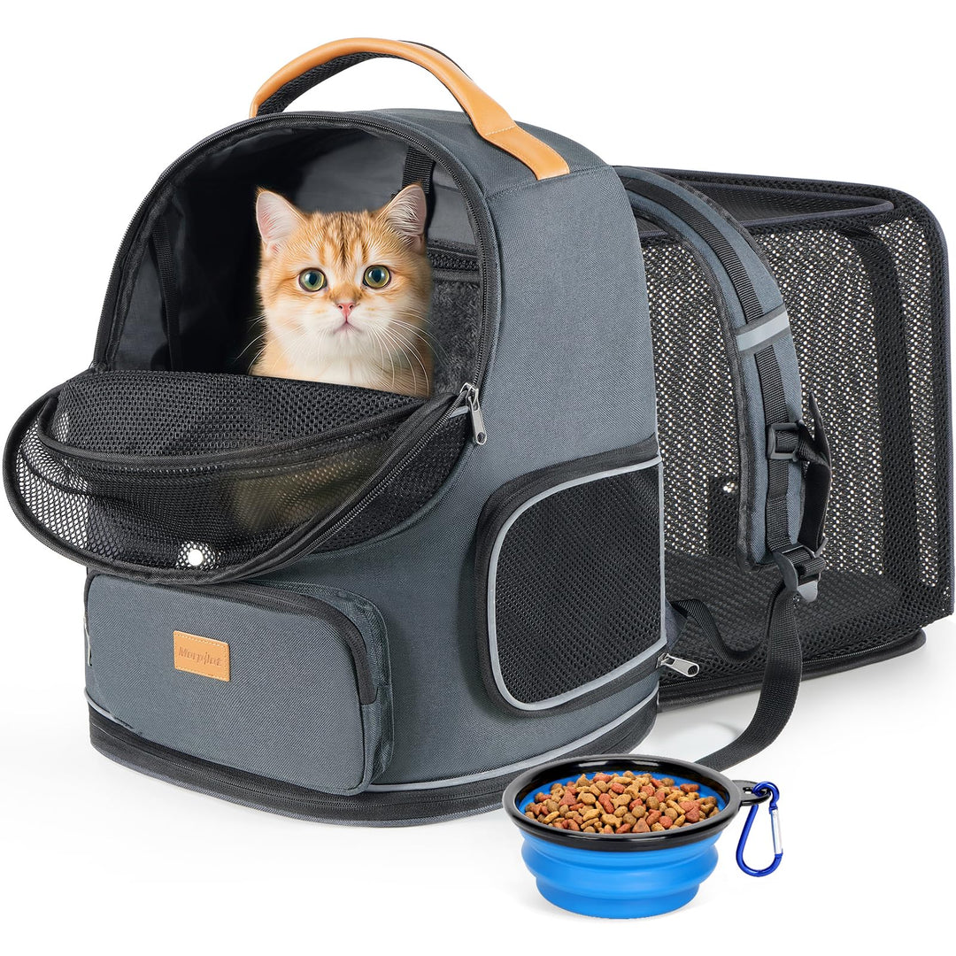 Morpilot Erweiterbarer, Faltbarer Katzenrucksack mit atmungsaktivem Netzgewebe, wasserdichter und st