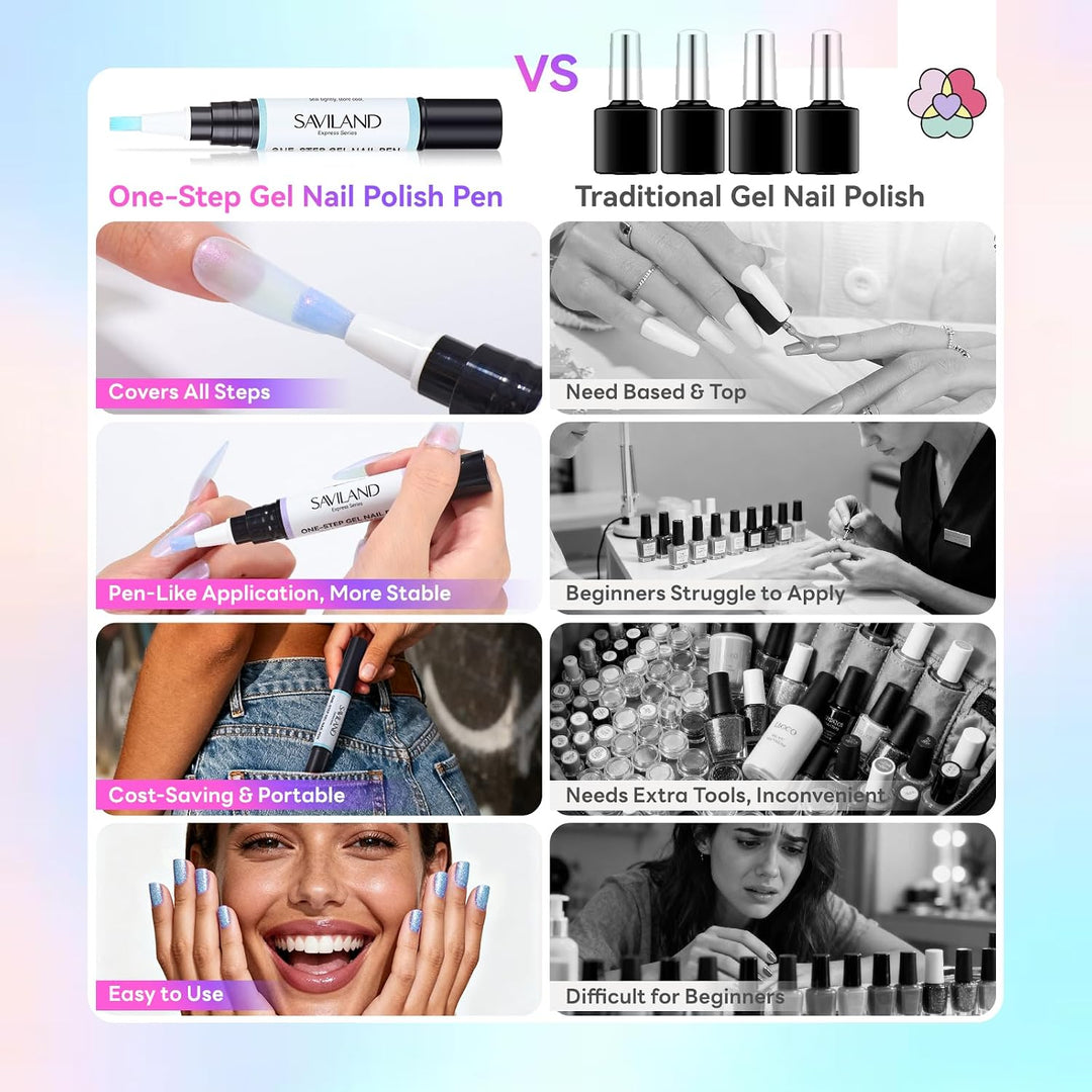 SAVILAND One Step Gel Nagellackstifte Set: 6 Farben Nagellackstift Schnelltrocknend, 3 In 1 Nagelkun