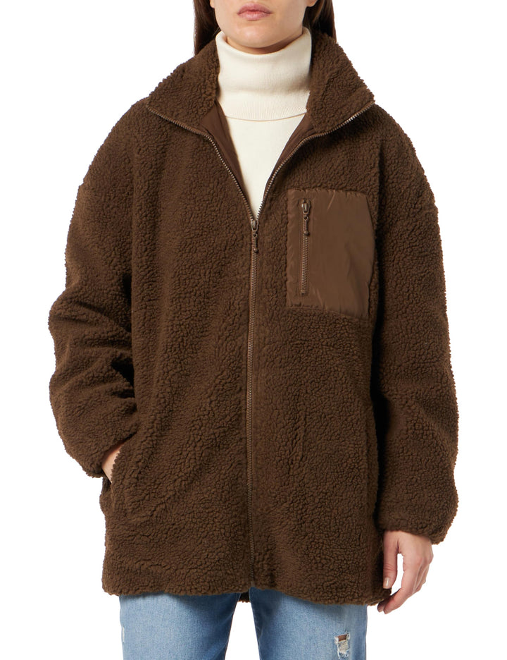 ONLY Damen Onltracy Sherpa Jacket Cc OTW Jacke, Dark Earth