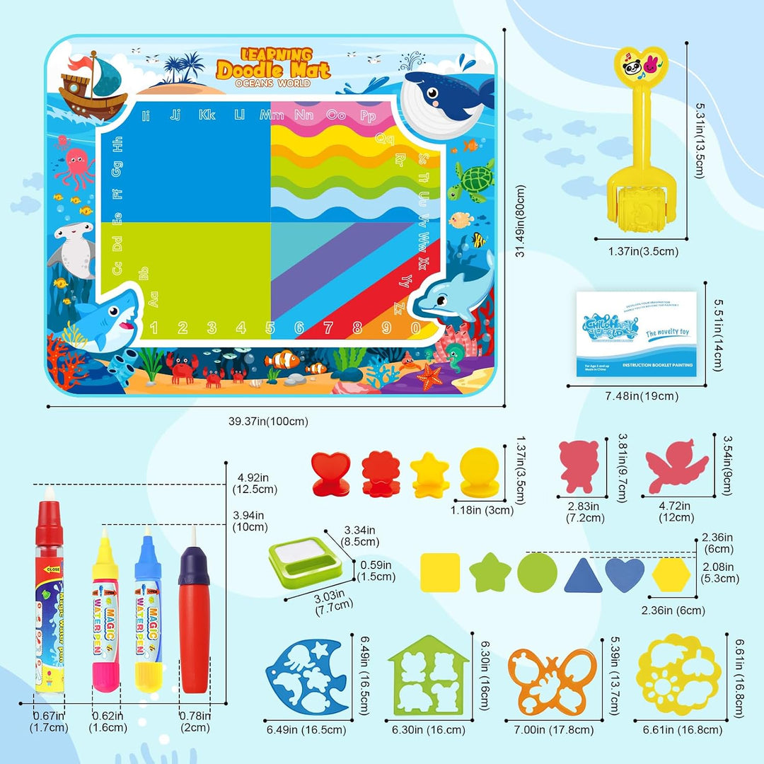 Spielzeug Kinderspielzeug ab 1, 2, 3 Jahren - Malmatte mit Wasserstift, Aqua Magic Doodle Painting M