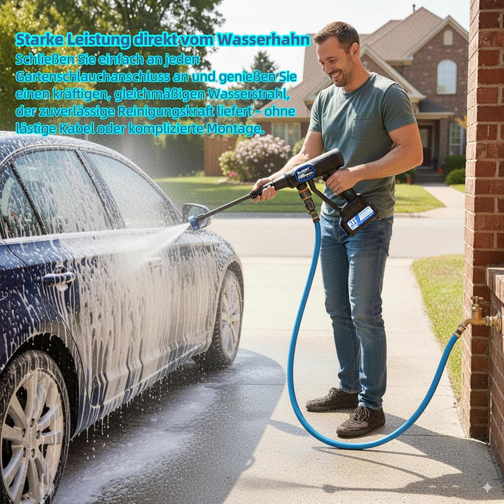 Blucky Akku Hochdruckreiniger Pressure Washer mit 2 Akkus - Direkt an Wasserhahn anschliessbar - Mob