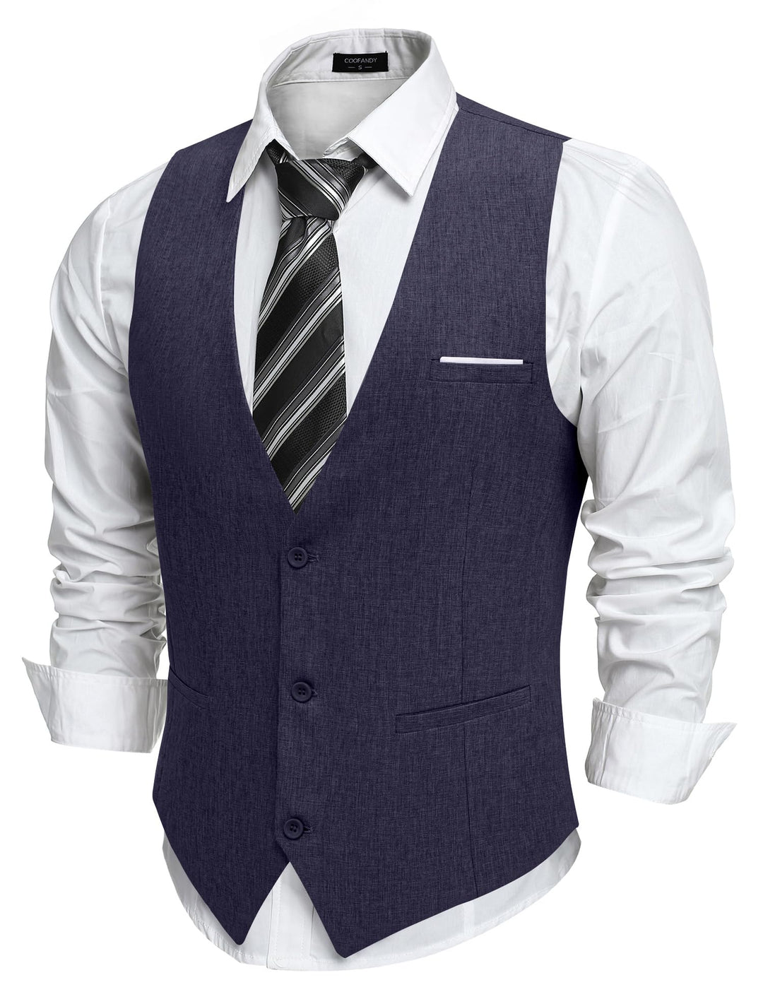 COOFANDY Weste Herren Anzug mit Taschen Anzugweste Gilet Casual Hochzeitsweste V-Ausschnitt Business