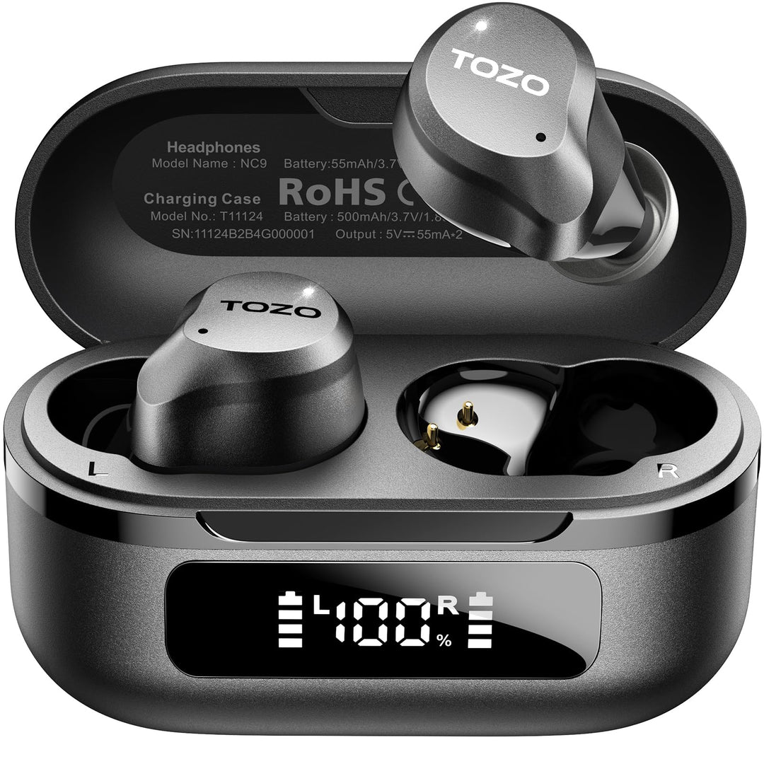 TOZO NC9 In Ear Kopfhörer Kabellos Bluetooth 5.3 mit Hybrid Active Noise Cancelling, 6 Mikrofone für