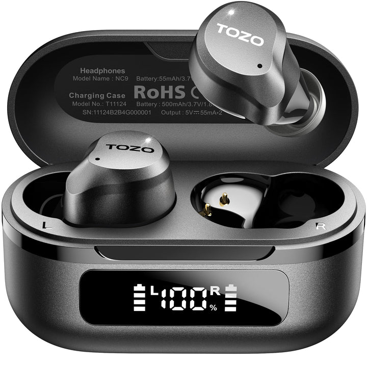 TOZO NC9 In Ear Kopfhörer Kabellos Bluetooth 5.3 mit Hybrid Active Noise Cancelling, 6 Mikrofone für