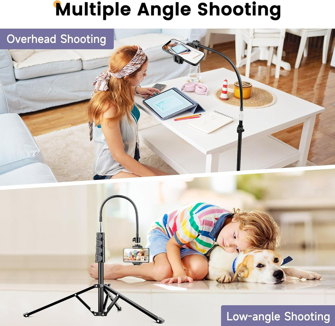 Victiv 224cm Hoch Handy Stativ, Schwerlast Flexibel Overhead Stativ für Kamera mit 35cm Verstellbare