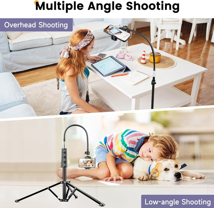 Victiv 224cm Hoch Handy Stativ, Schwerlast Flexibel Overhead Stativ für Kamera mit 35cm Verstellbare