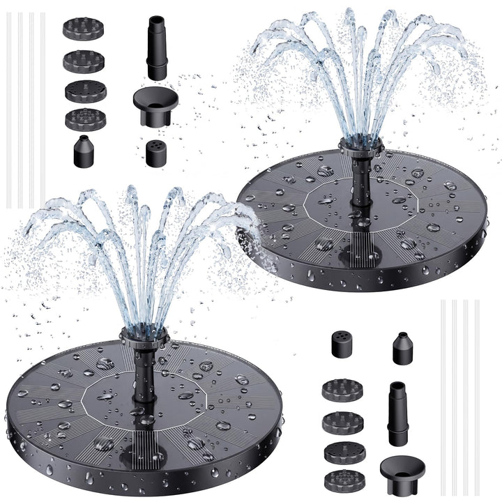 AISITIN 2PCS Solarbrunnen für Draussen mit 6 Düsen und 4 Stützstangen | 1,5W Solar Springbrunnen für
