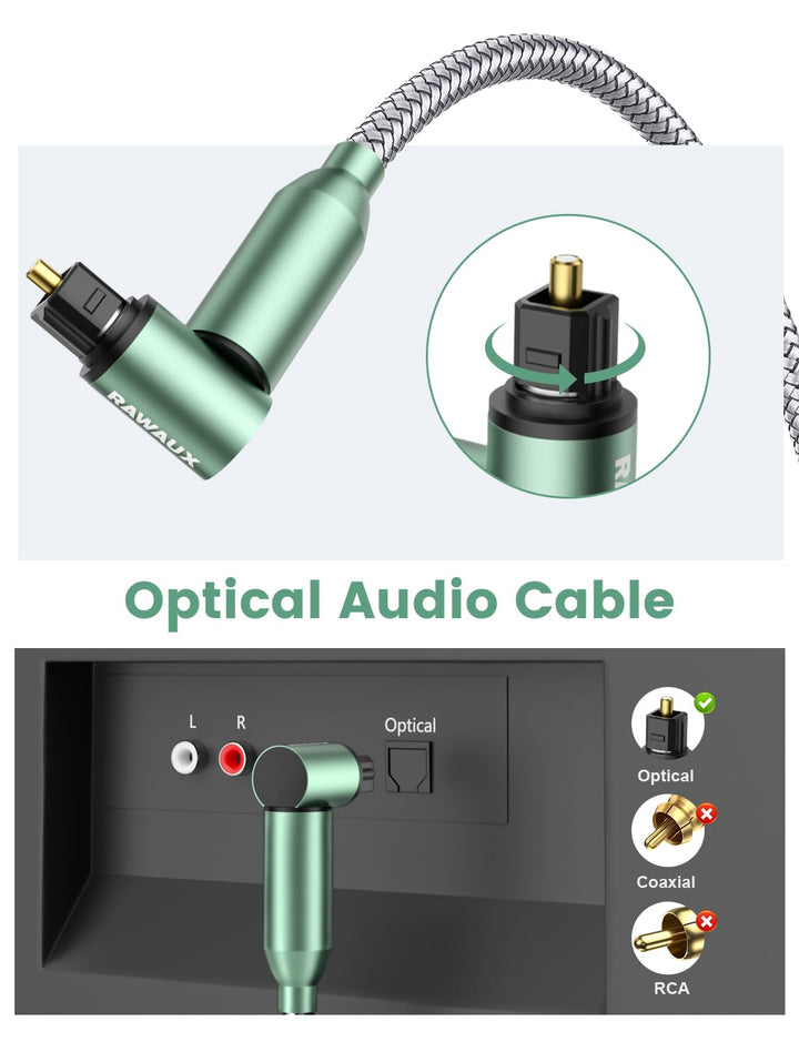 90 Grad Optisches Kabel 1M Rechtwinklig Optisches AudioKabel mit 360 Grad Rotierend Winkelstecker Di