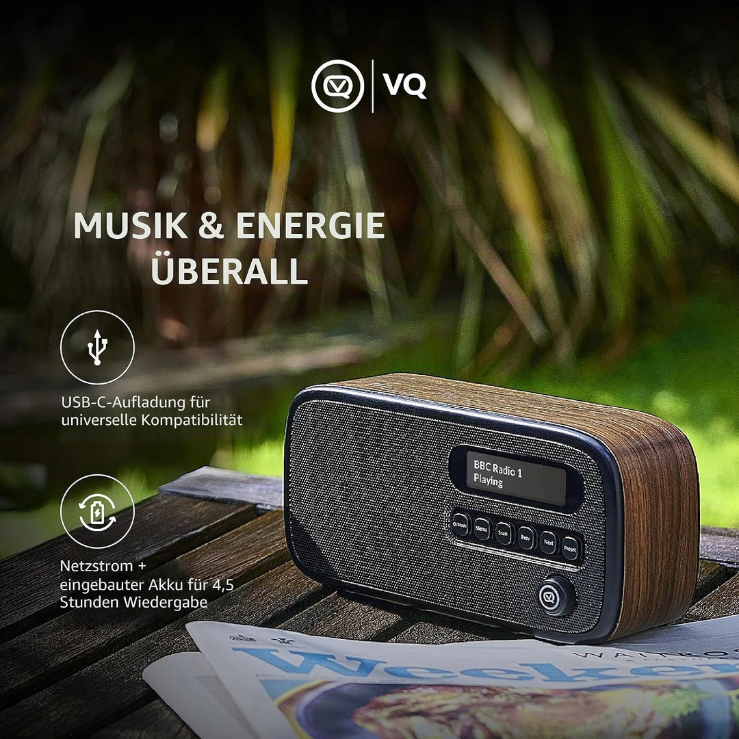 VQ Dexter Radio DAB Plus/DAB mit FM, 3 Watts Stereo Lautsprecher und LCD Bildschirm - Batteriebetrie