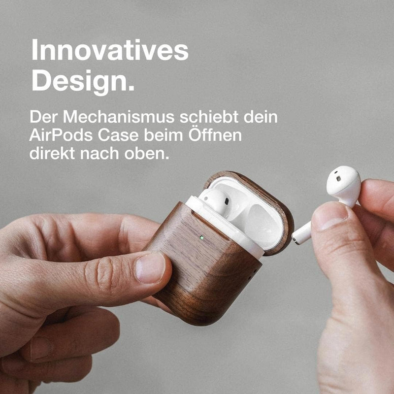 Woodcessories - Nachhaltiges Case kompatibel mit Airpods Hülle Holz, 1. & 2. Generation, Walnuss Hol