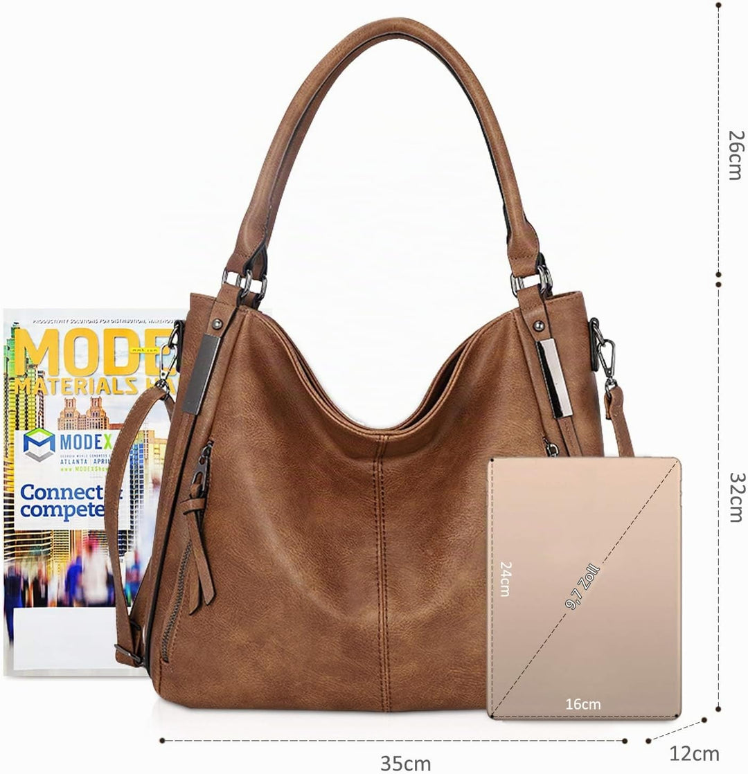 NICOLE &amp; DORIS Handtasche Damen Umhängetasche Weiche Leder Taschen Gross Schultertasche Retro Henkel