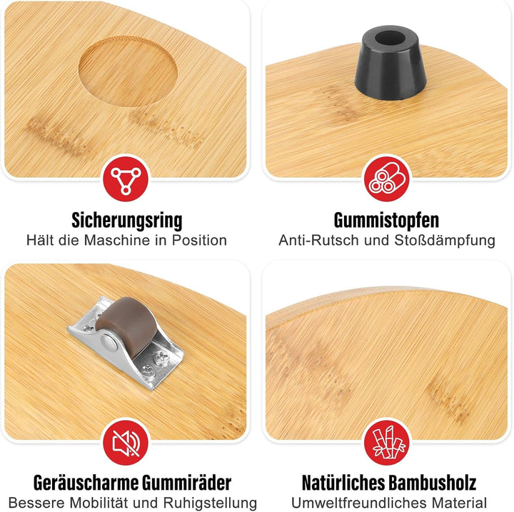 Bambus Gleitbrett für Thermomix TM7, Rollbrett zum mühelosen Verschieben | Schützt die sensible Waag